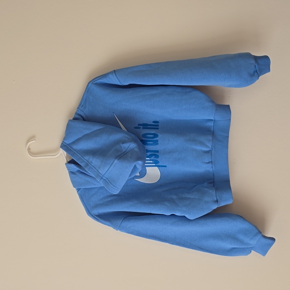 Nike Kids Pullover Hoodie Sweater Baby Blue Sportswear Club Fleece Size L - Picture 3 of 9